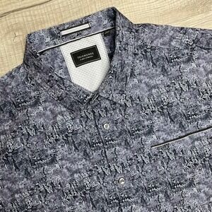 7Diamonds Foundry Mens XXL Gray Black Abstract 4-Way Stretch Button Up Shirt
